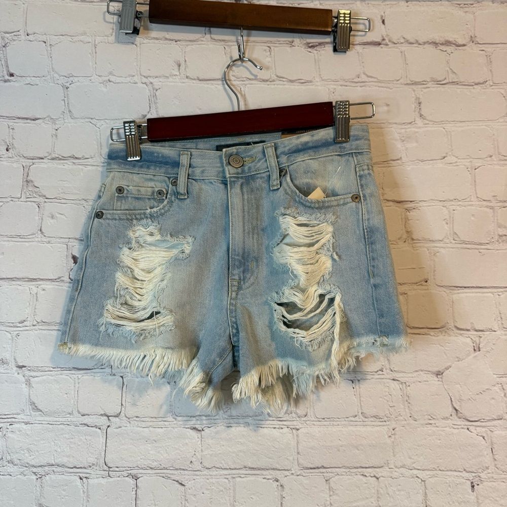 Aeropostale Frayed Light Blue Jean Cheeky Short size 00